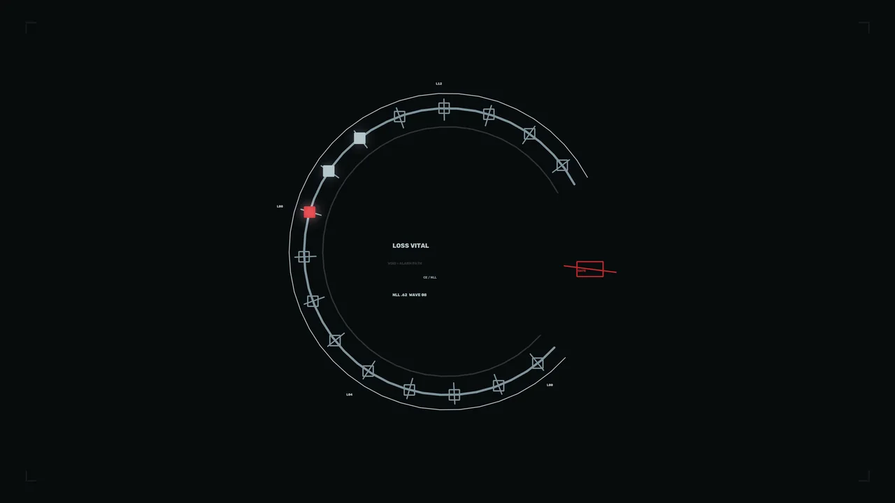 Circular System Monitoring HUD with Red Status Marker 4K Sci-Fi Wallpaper