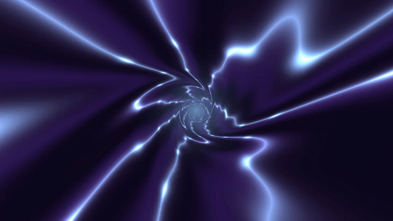 Neon Violet Wormhole Tunnel with Electric Blue Spiral Light