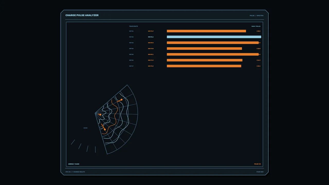 Charge Health Pulse Analyzer HUD with Telemetry Bars and Radial Scanner 4K