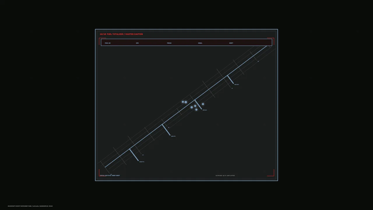 Sci-Fi Fuel Telemetry HUD with Diagonal Gauge and Warning Frame 4K Wallpaper