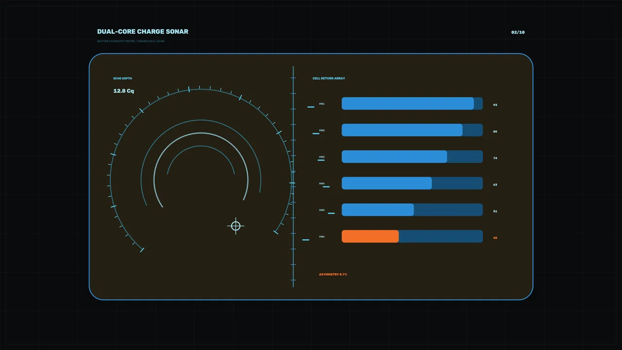 Sci-Fi Battery Capacity HUD Wallpaper with Radial Gauge and Cell Return Bars