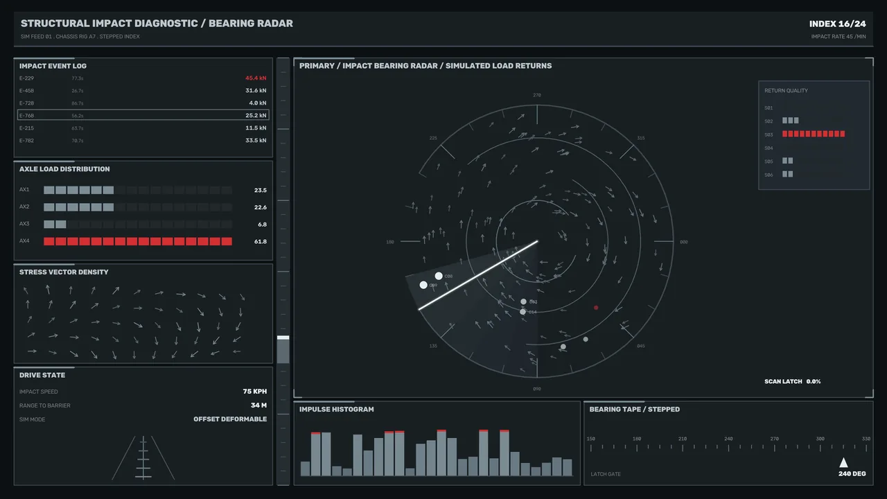 Automotive Impact Diagnostic Radar HUD Dashboard 4K Wallpaper