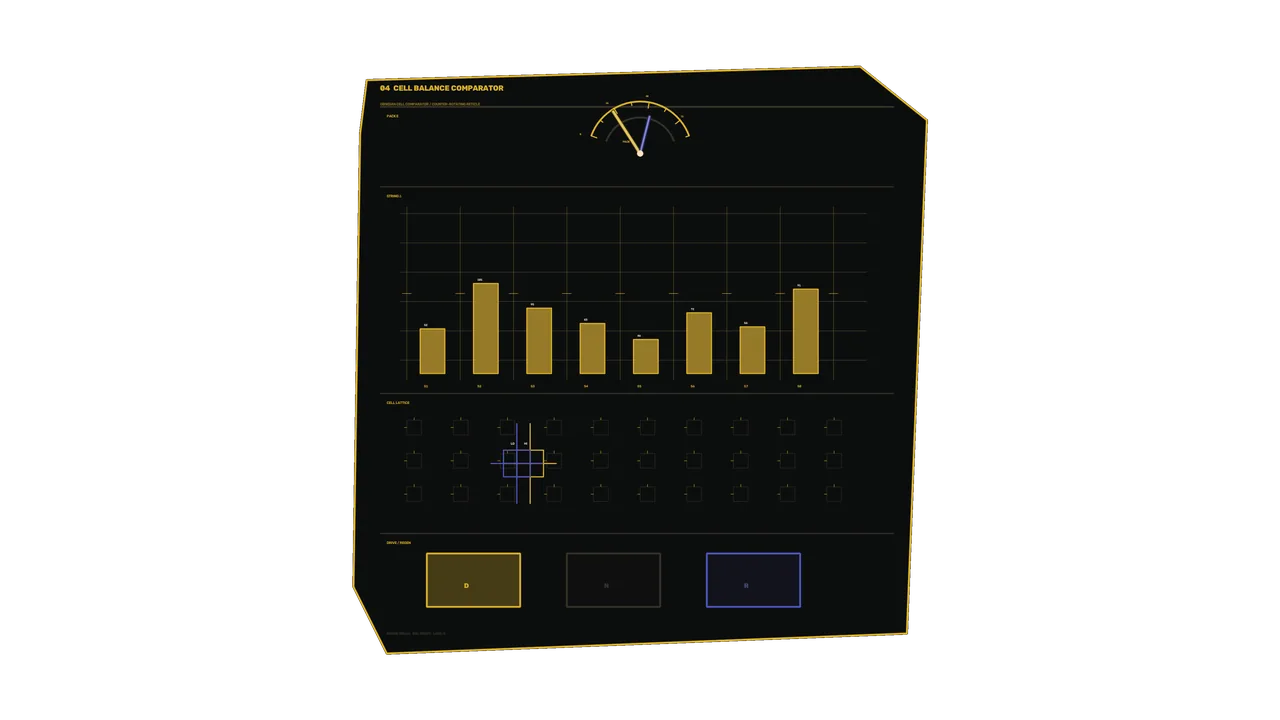 4K Sci-Fi Cell Balance Telemetry HUD Dashboard Wallpaper