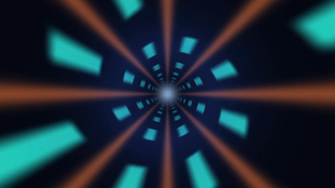 Abstract Cyan and Orange Radial Light Tunnel 4K Wallpaper