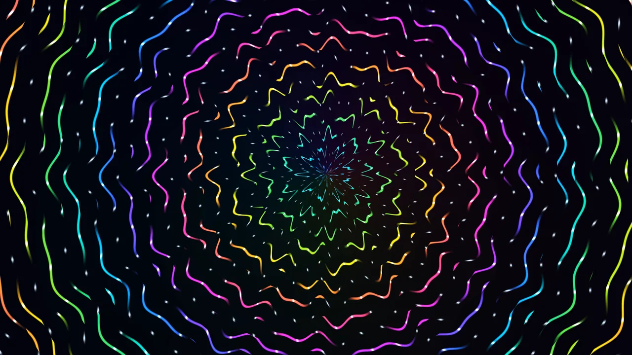 Neon Concentric Ripple Pattern on Black