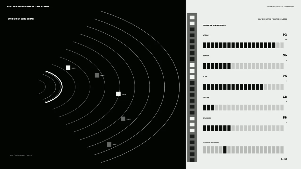 Nuclear Energy Production Status HUD with Sonar Rings and Segmented Telemetry