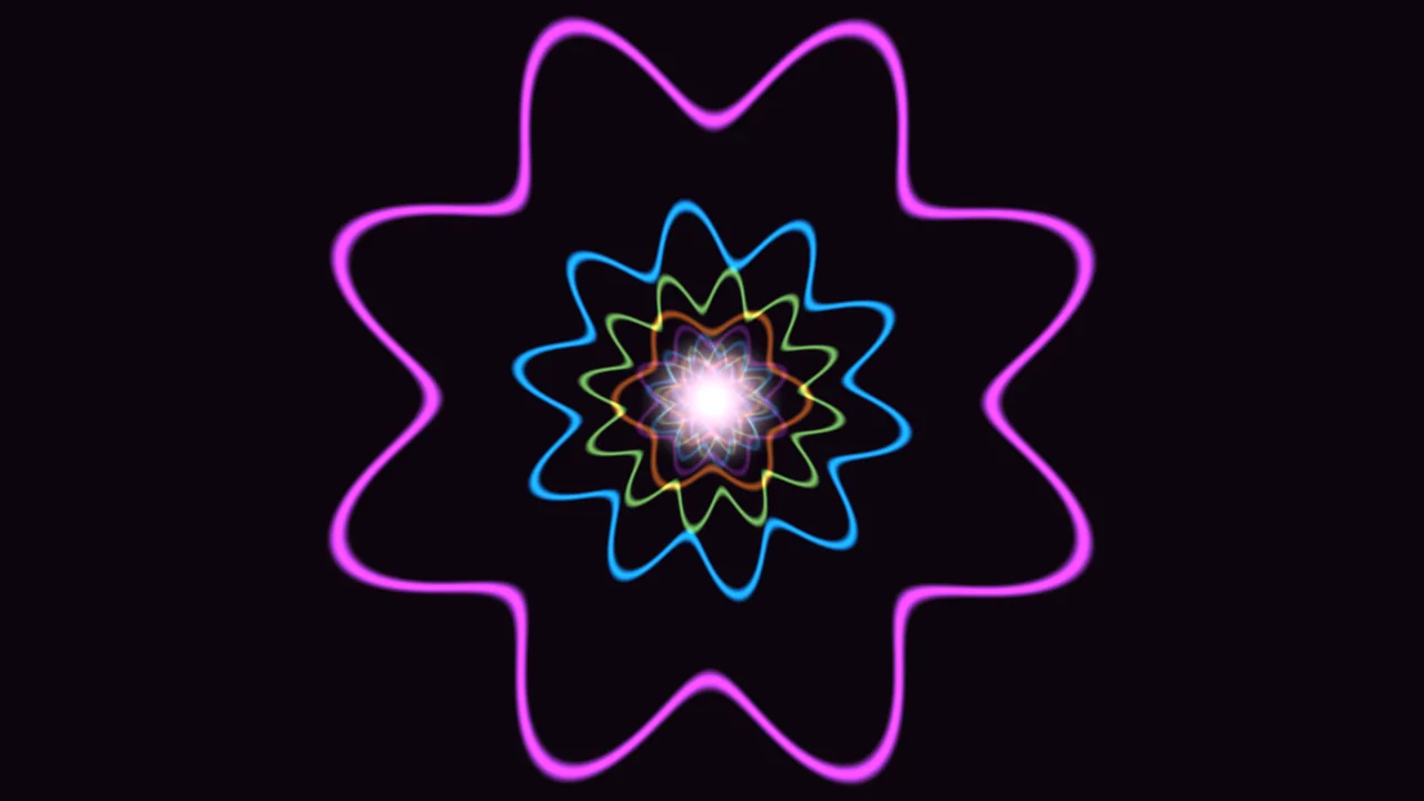 Abstract Neon Depth Tunnel with Floral Geometry 4K Wallpaper