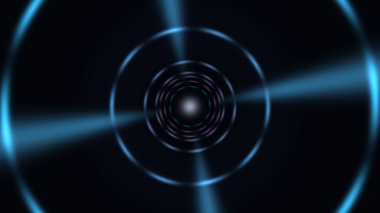 Abstract Blue Circular Tunnel with Concentric Rings and Central Glow 4K