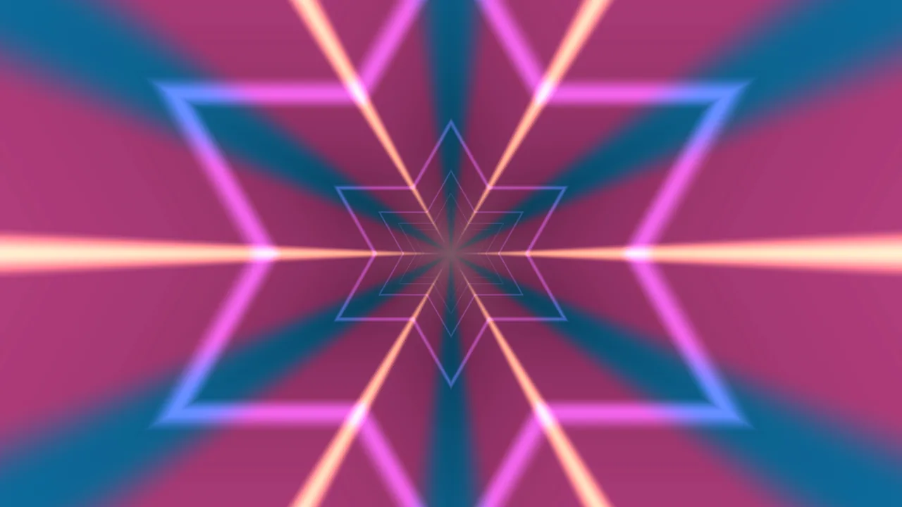 Neon Geometric Star Tunnel 4K Wallpaper