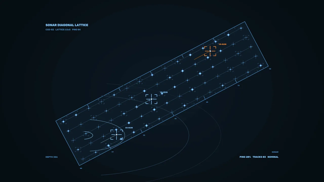 Sonar Diagonal Lattice Target Tracking HUD 4K Wallpaper