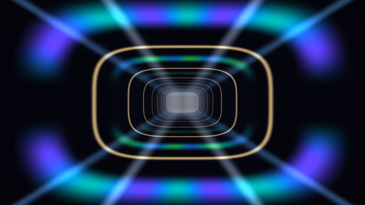 Neon Rounded Rectangle Light Tunnel 4K Wallpaper
