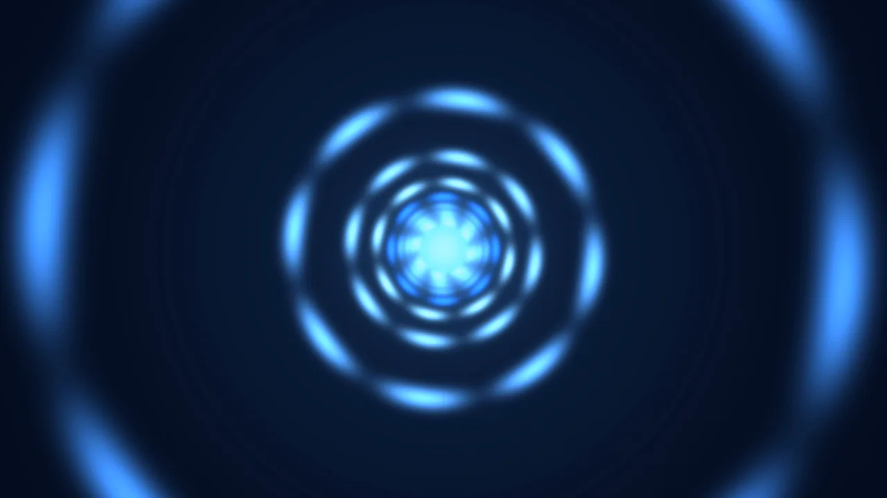 Blue Plasma Tunnel with Concentric Glowing Rings 4K Wallpaper