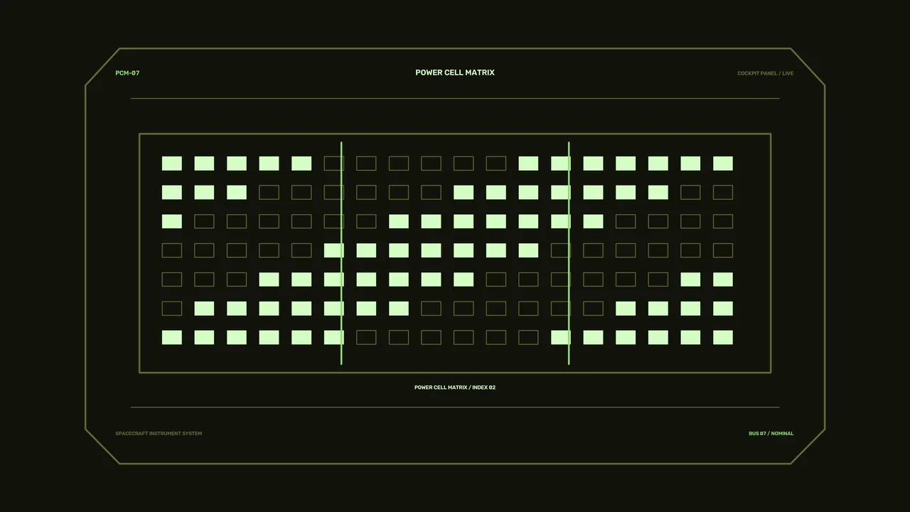Sci-Fi Power Cell Matrix HUD Interface 4K Wallpaper