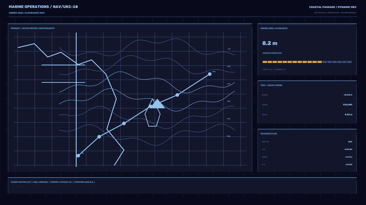 Under-Keel Clearance Marine Navigation HUD – 4K Sci-Fi Wallpaper