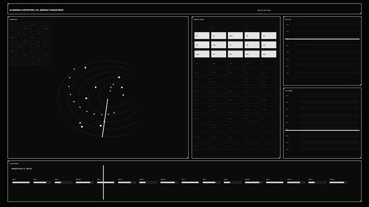 Monochrome Radar HUD Telemetry Dashboard 4K Wallpaper