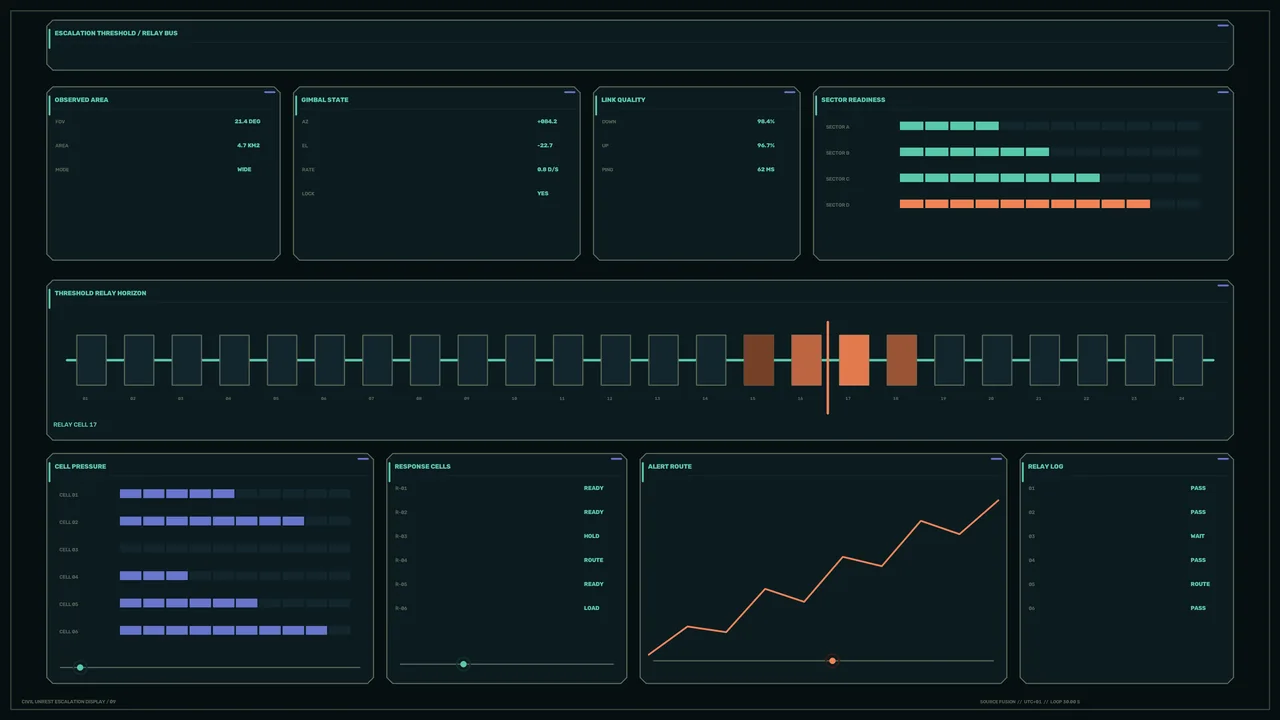 Futuristic Relay Threshold Telemetry HUD Dashboard 4K Wallpaper