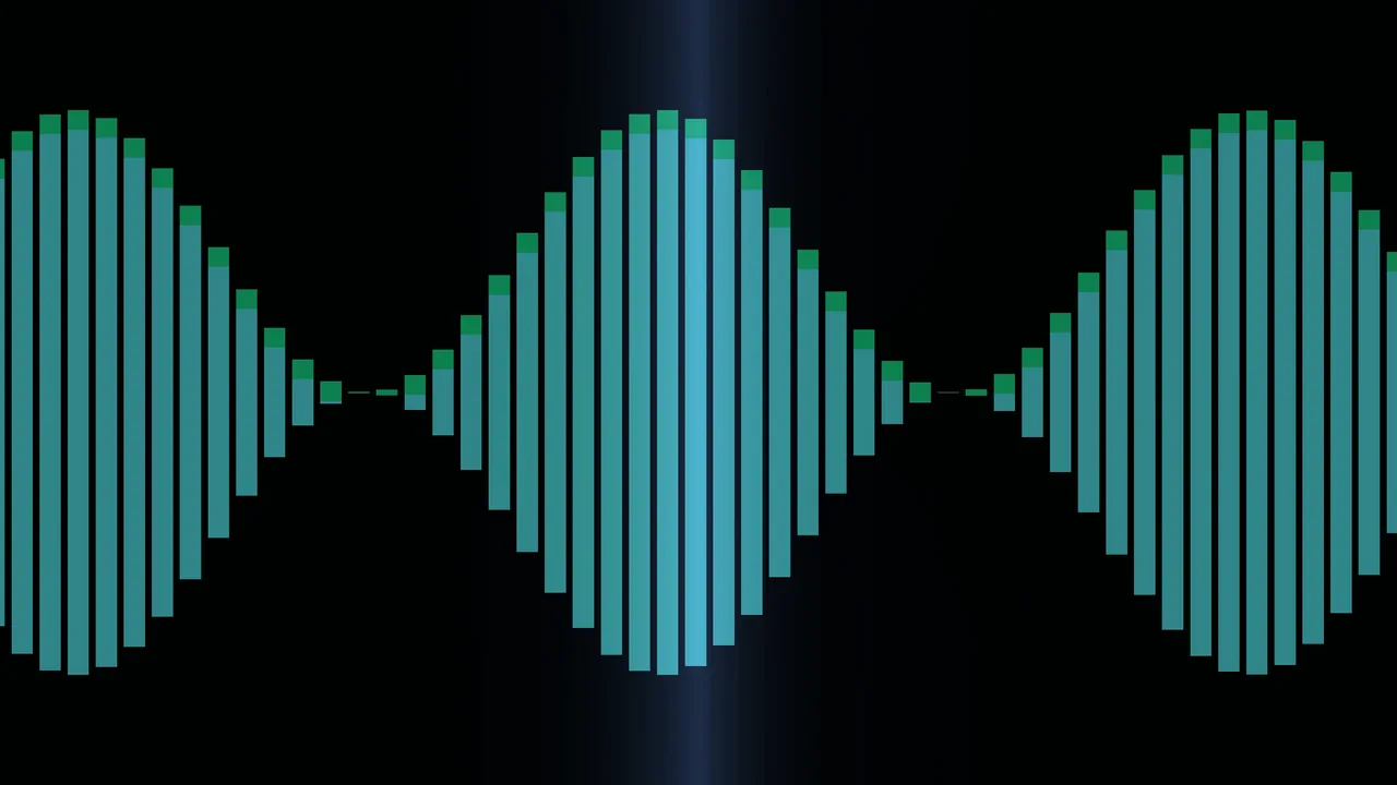 Cyan Audio Waveform Equalizer on Black 4K Wallpaper