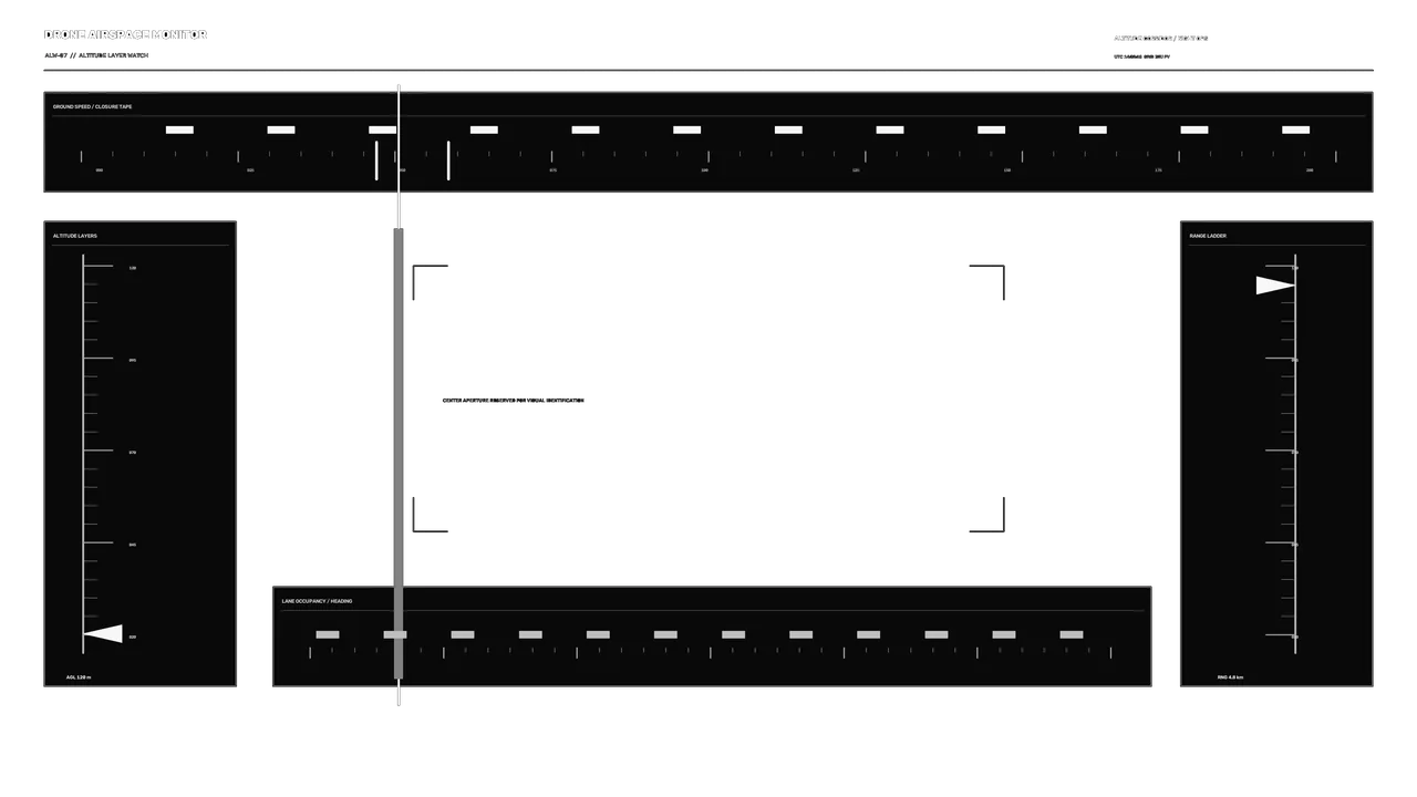 Drone Airspace Monitoring HUD with Altitude and Range Scales 4K Wallpaper