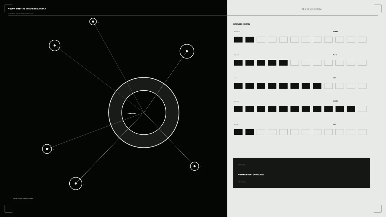 Cosmic Event Monitoring HUD with Orbital Interlock Dashboard