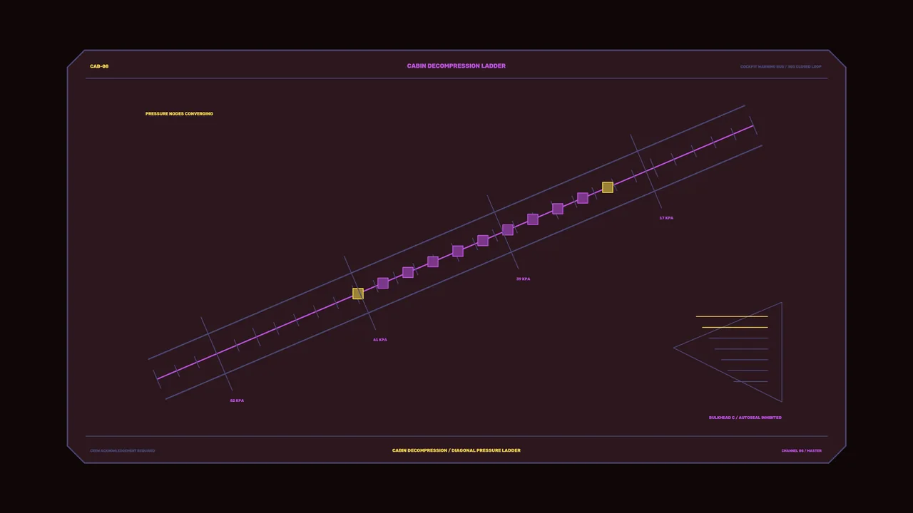 Cabin Decompression Pressure Ladder HUD with Magenta Telemetry Nodes