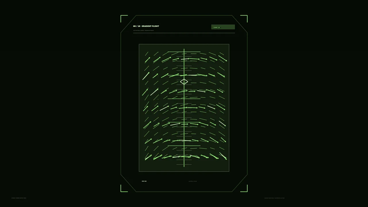 Green Sci-Fi Telemetry HUD Flow-Field 4K Wallpaper