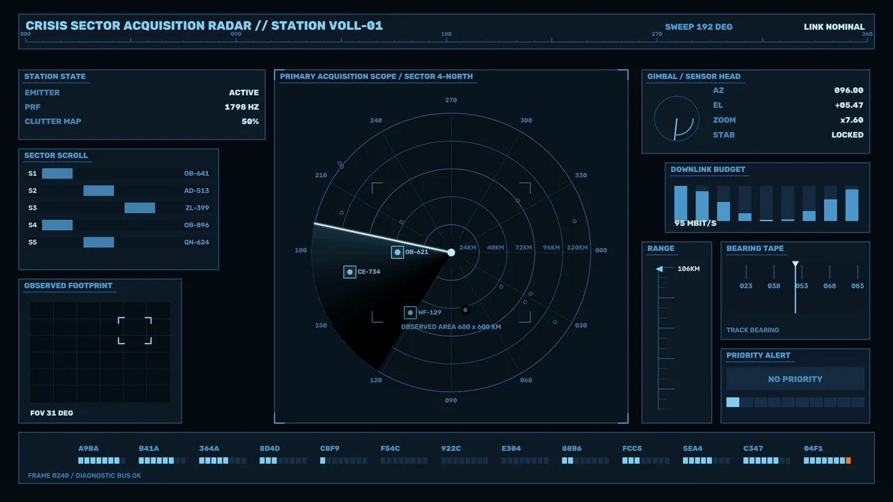 Sci-Fi Radar Acquisition HUD Interface – Free 4K Wallpaper