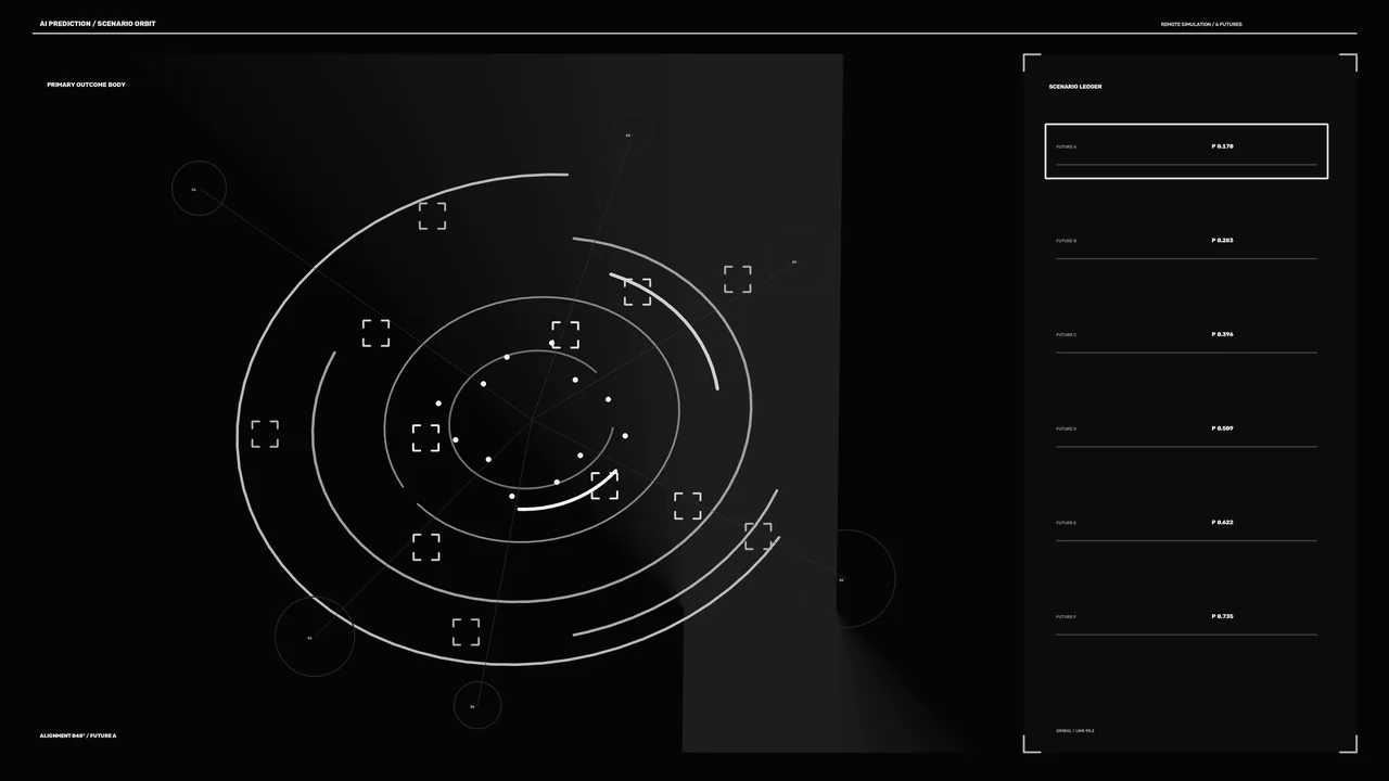 Monochrome Sci-Fi Orbit HUD Interface 4K Wallpaper
