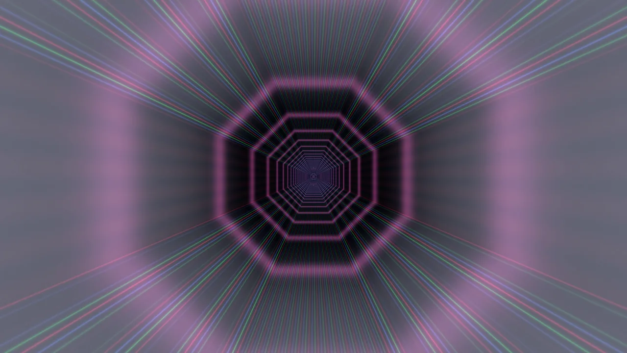 Retro Neon Hexagonal Tunnel 4K Wallpaper