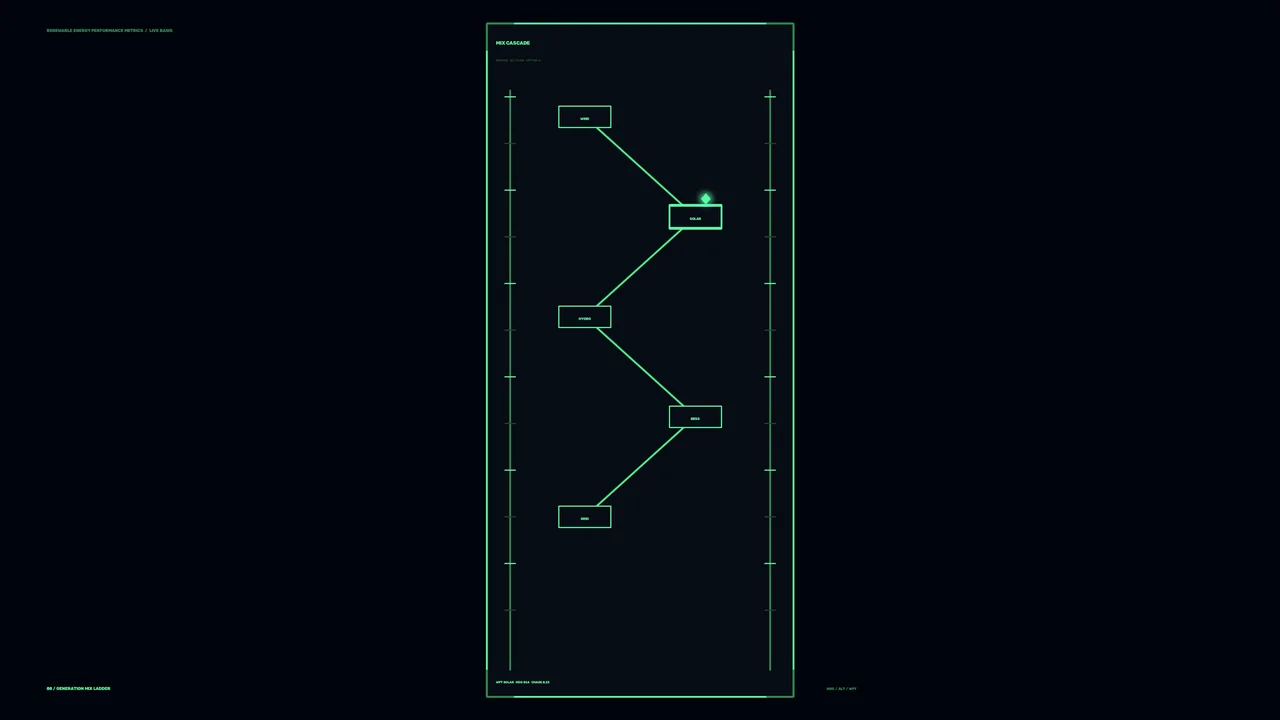Renewable Energy Telemetry HUD with Vertical Node Graph 4K Wallpaper