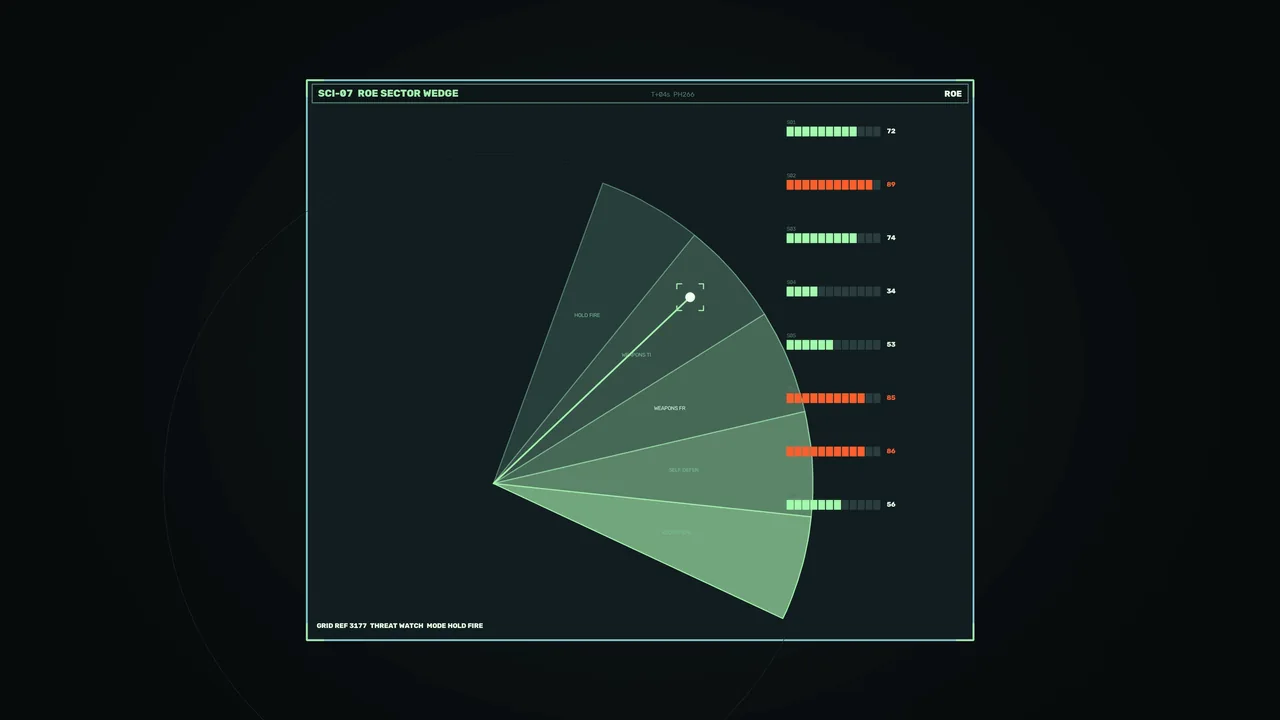 Futuristic Spacecraft Command HUD with Sector Scanner and Telemetry Bars 4K