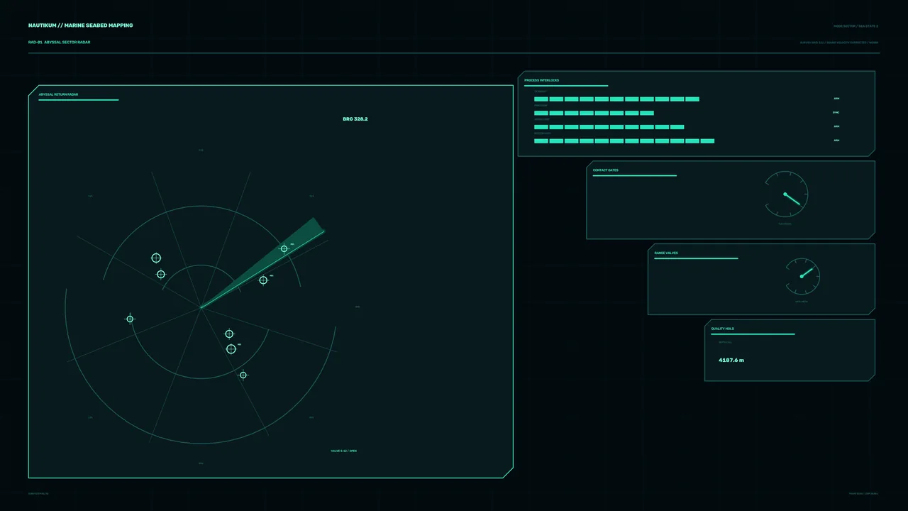 Marine Seabed Mapping Radar HUD 4K Wallpaper