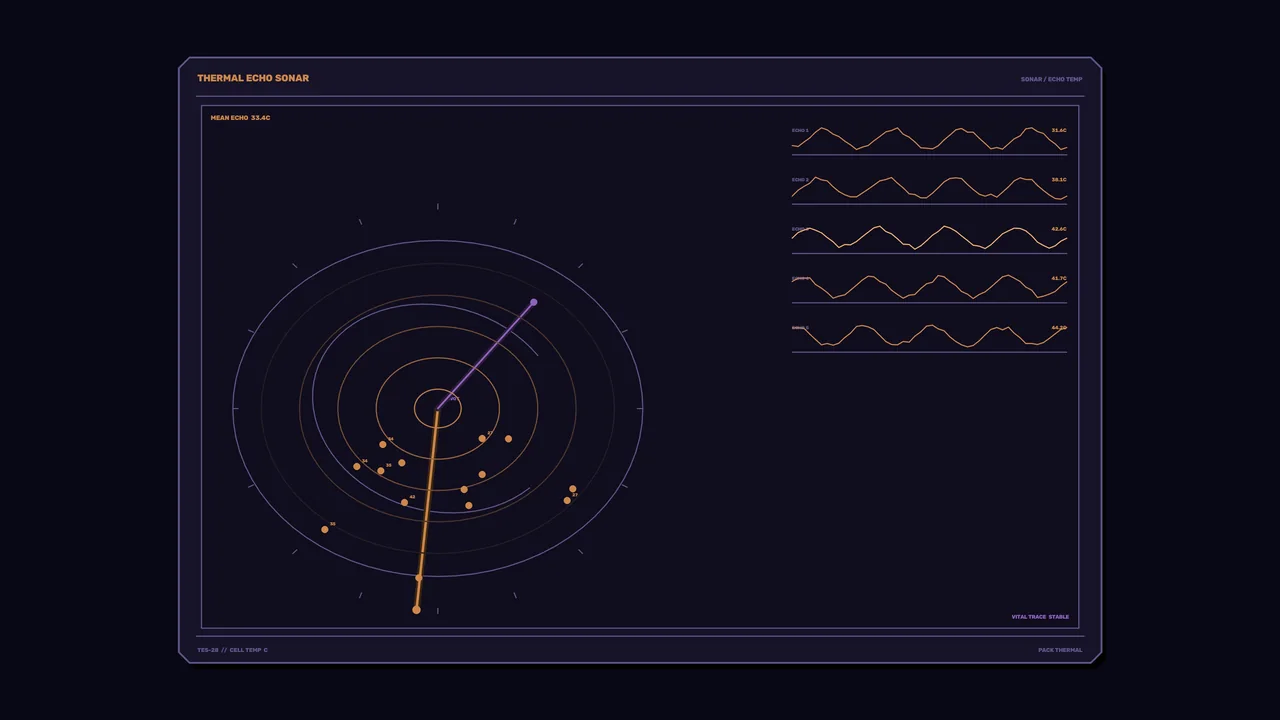 Thermal Echo Sonar HUD Dashboard with Circular Telemetry – 4K Sci-Fi Wallpaper