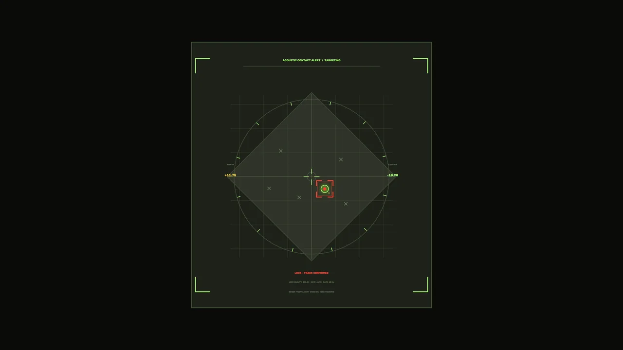 Acoustic Contact Alert Targeting HUD with Circular Scanner – 4K Sci-Fi Wallpaper