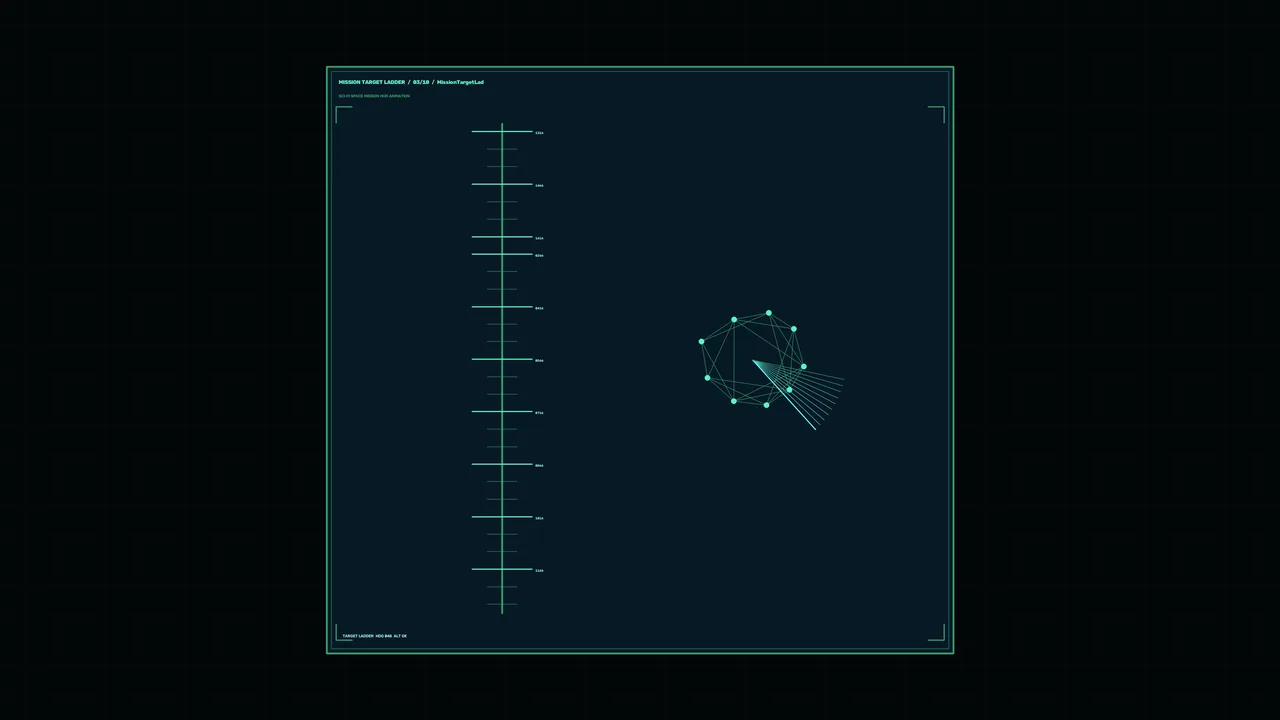 Teal Wireframe Target Scanner HUD 4K Wallpaper