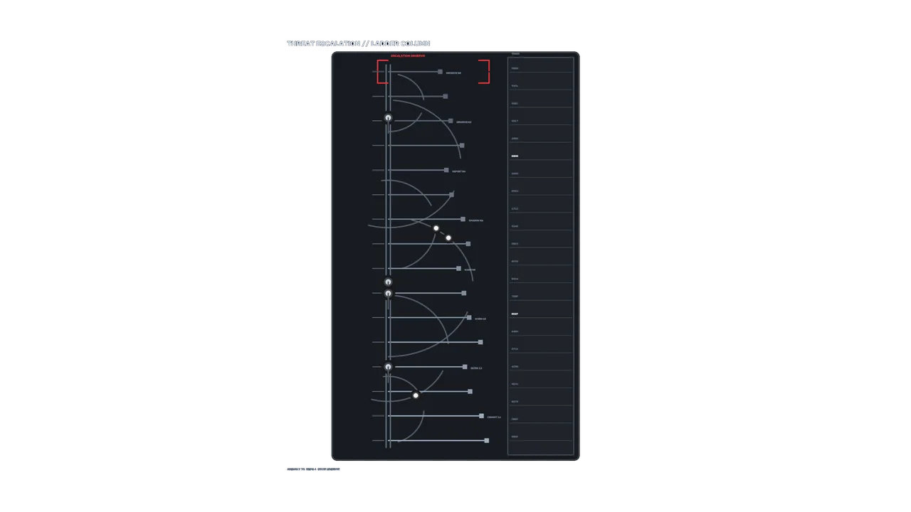 Fictional Threat Escalation Ladder HUD Dashboard 4K Sci-Fi Wallpaper