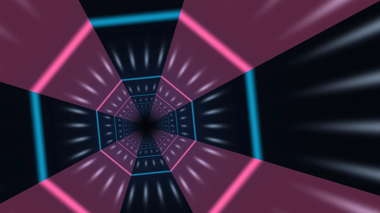 Cyan and Magenta Neon Geometric Tunnel 4K Wallpaper