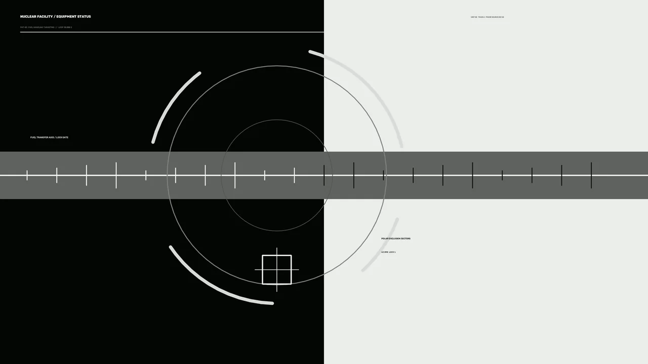 Fictional Nuclear Facility Equipment Status HUD with Circular Scanner