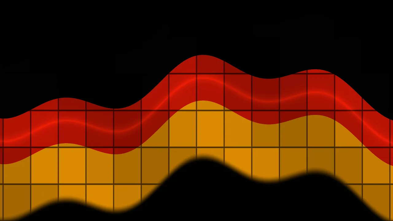Abstract German Flag Colors with Wavy Grid Overlay