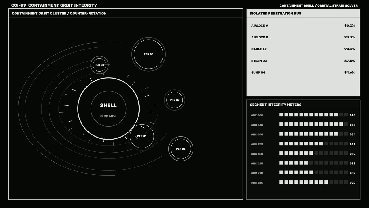 Containment Orbit Integrity Telemetry HUD 4K Sci-Fi Wallpaper