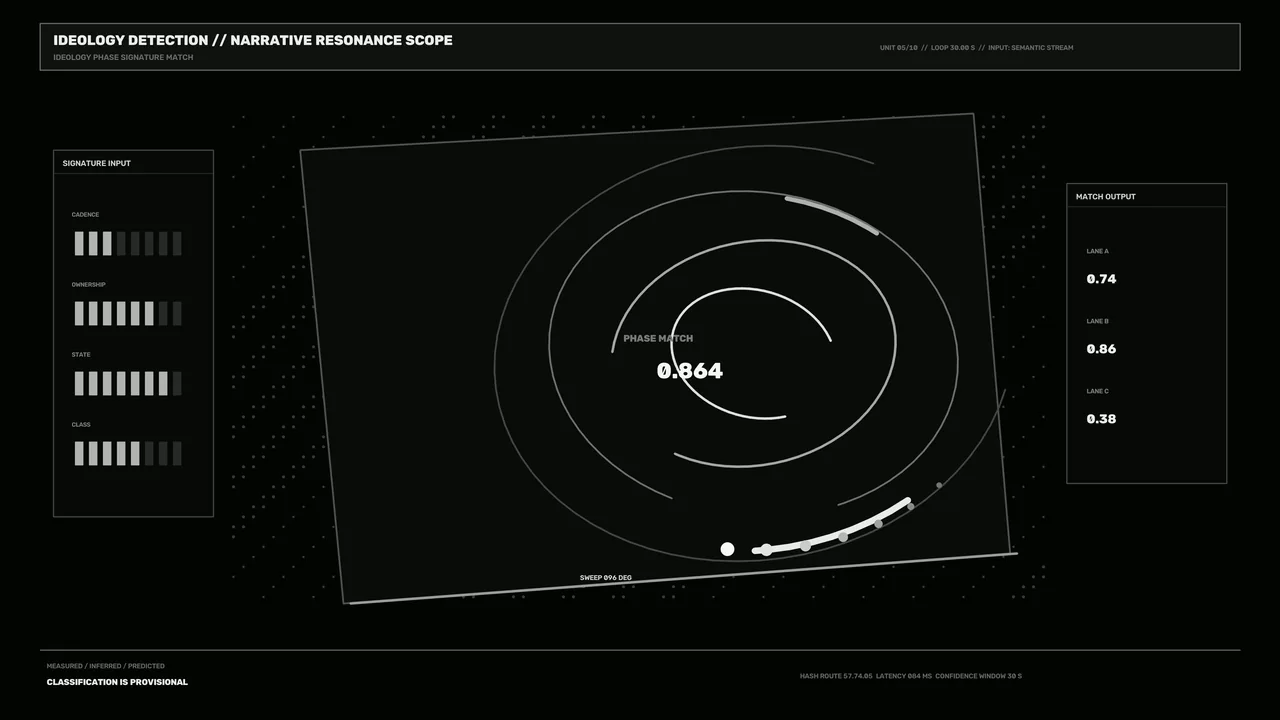 Monochrome Sci-Fi Scanner HUD with Circular Phase-Match Telemetry