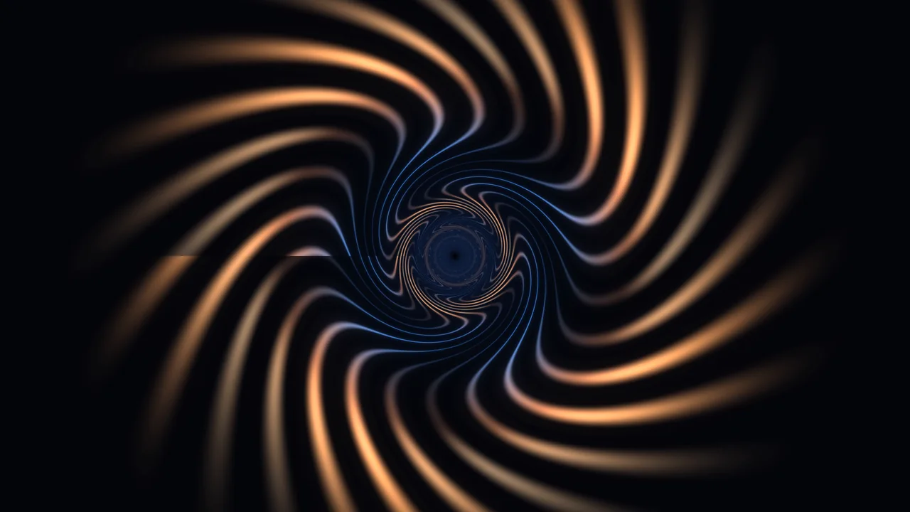 Orange and Blue Spiral Ring Tunnel on Black 4K Wallpaper