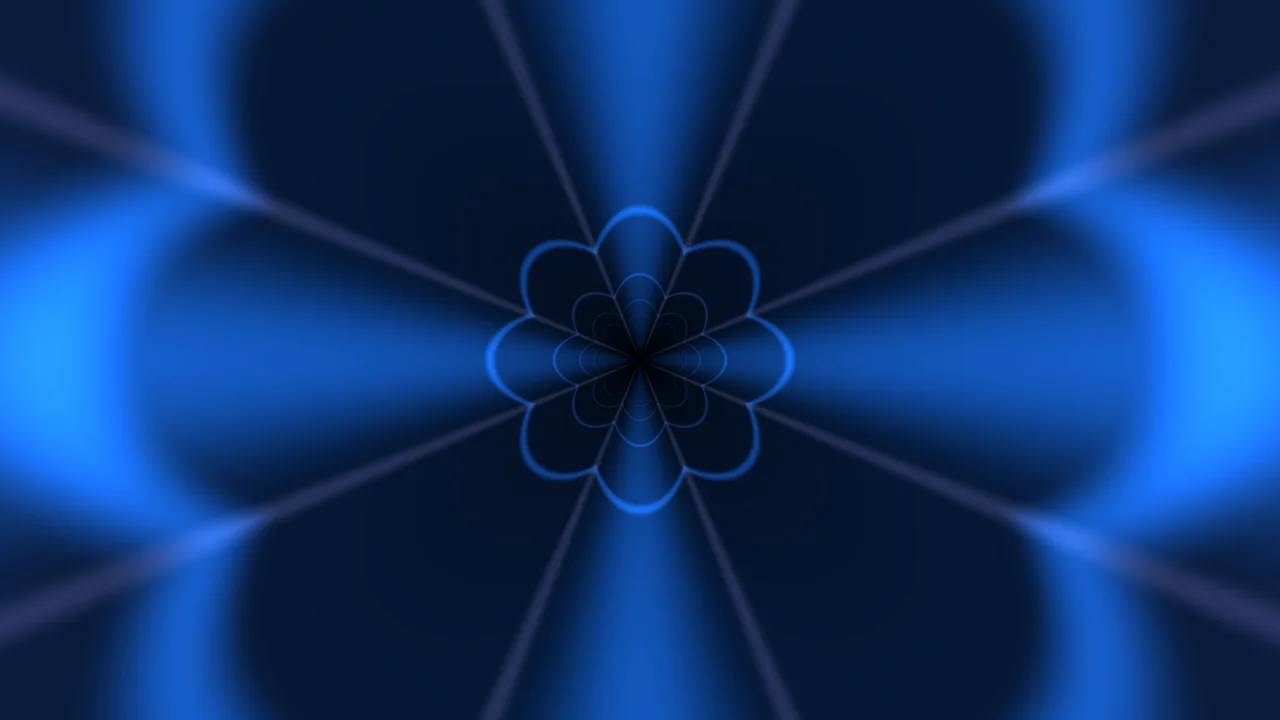 Abstract Blue Radial Tunnel with Geometric Flower Center 4K Wallpaper