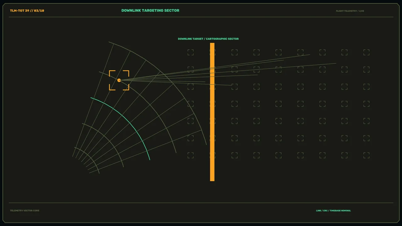 Sci-Fi Flight Telemetry Targeting HUD with Cartographic Grid