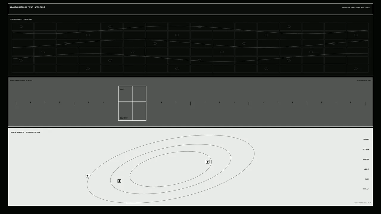 Monochrome Orbital Tracking HUD with Target Lock Telemetry
