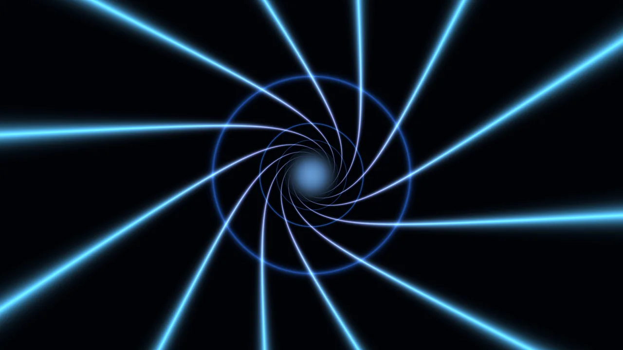 Blue Spiral Light Tunnel with Central Glow 4K Wallpaper