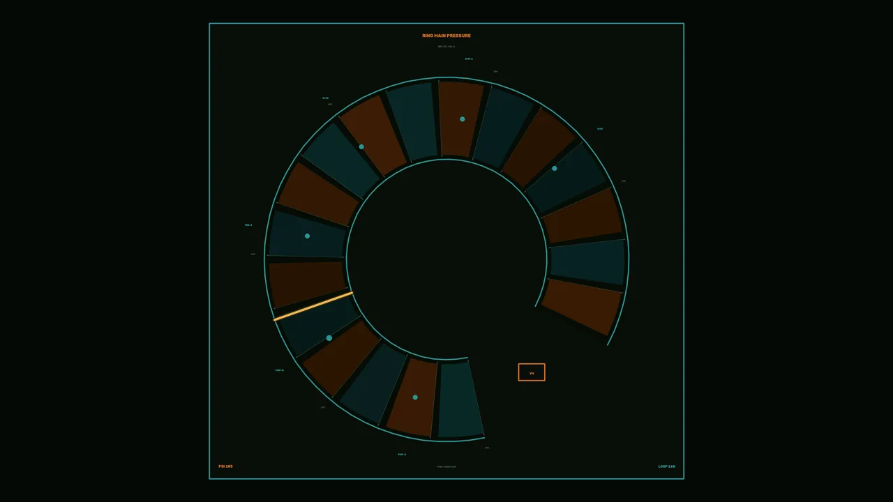 Industrial Pressure Gauge HUD – Segmented Circular Telemetry Interface 4K