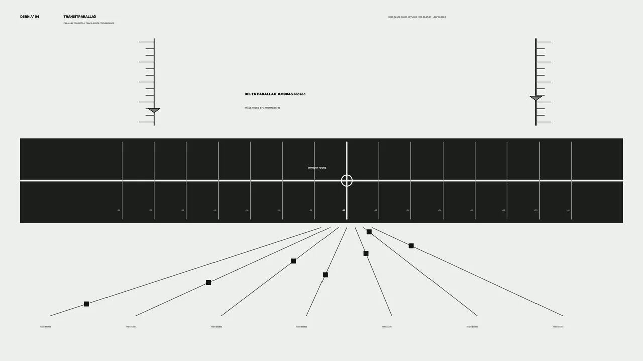 Sci-Fi Radar Tracking HUD with Parallax Readout and Trajectory Grid