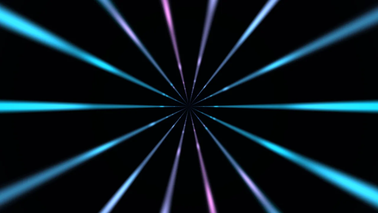 Neon Radial Light Tunnel with Cyan and Purple Beams