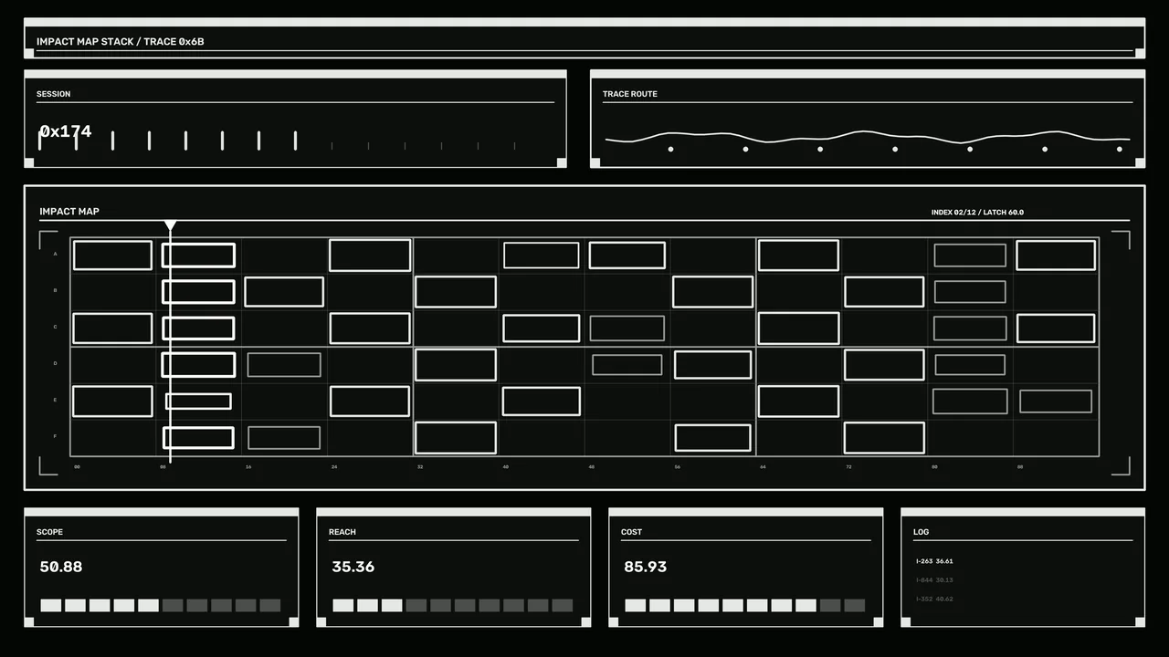 Monochrome Sci-Fi Impact Map HUD Dashboard 4K Wallpaper