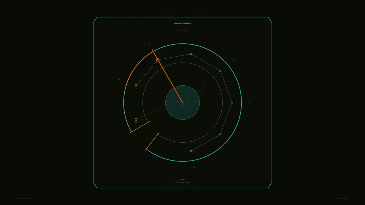 Circular Telemetry Scanner HUD with Cyan and Orange Orbital Geometry